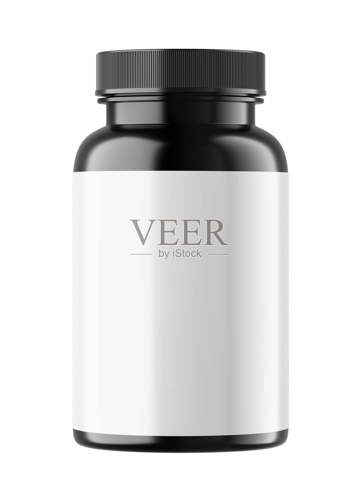 黑色光泽补充塑料瓶与白色标签插画图片素材