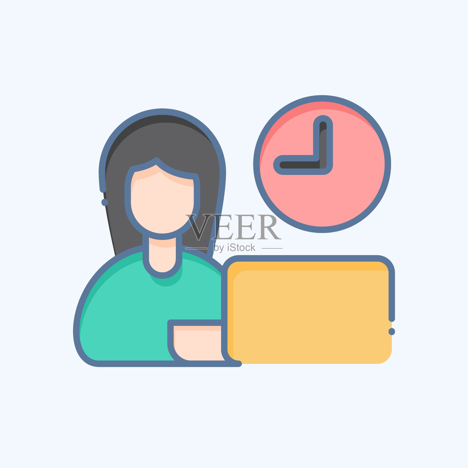 图标时间管理。与远程工作符号相关。涂鸦风格。简单的设计说明插画图片素材