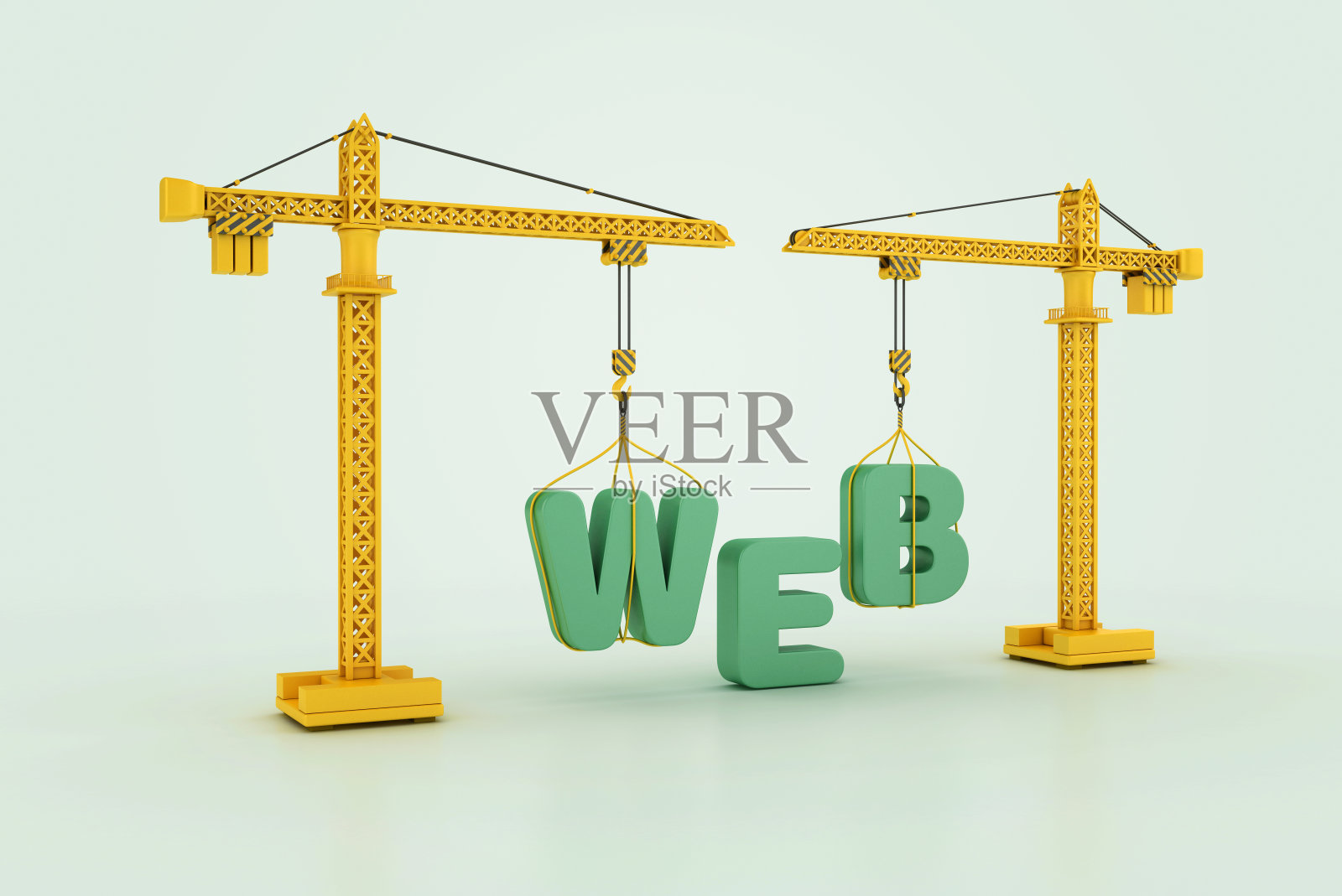 WEB Word与塔式起重机照片摄影图片