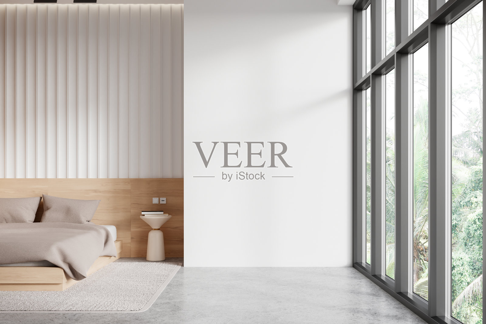 时尚的酒店卧室内床照片摄影图片