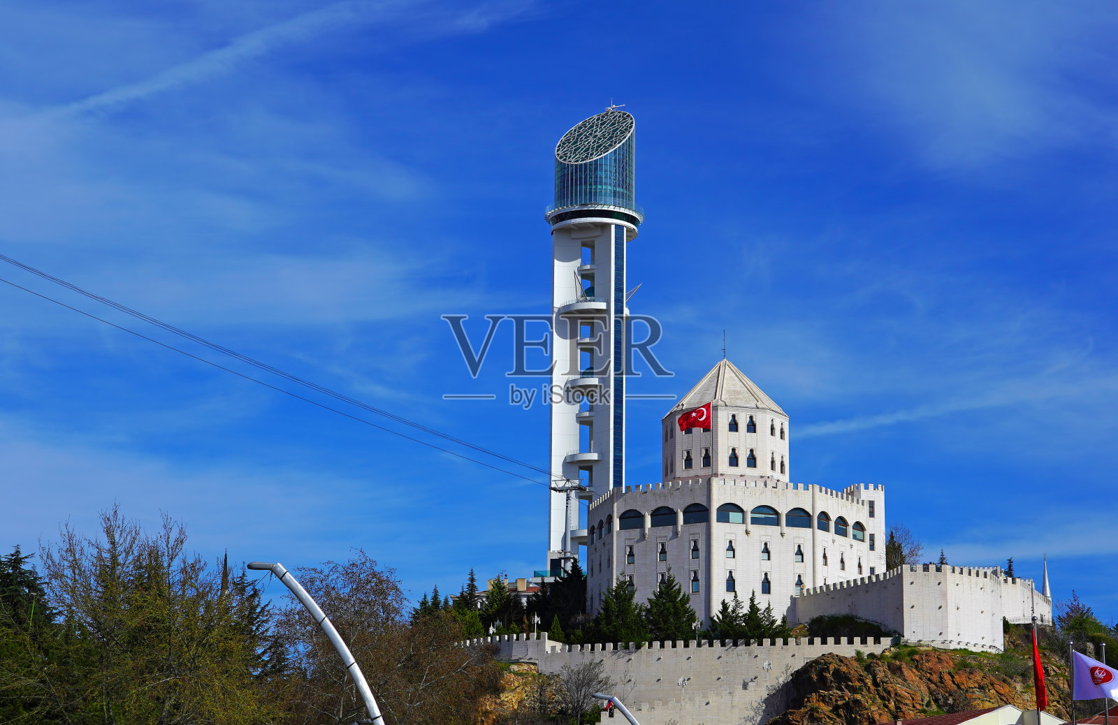 安卡拉Keçiören共和国塔和埃斯特贡城堡照片摄影图片