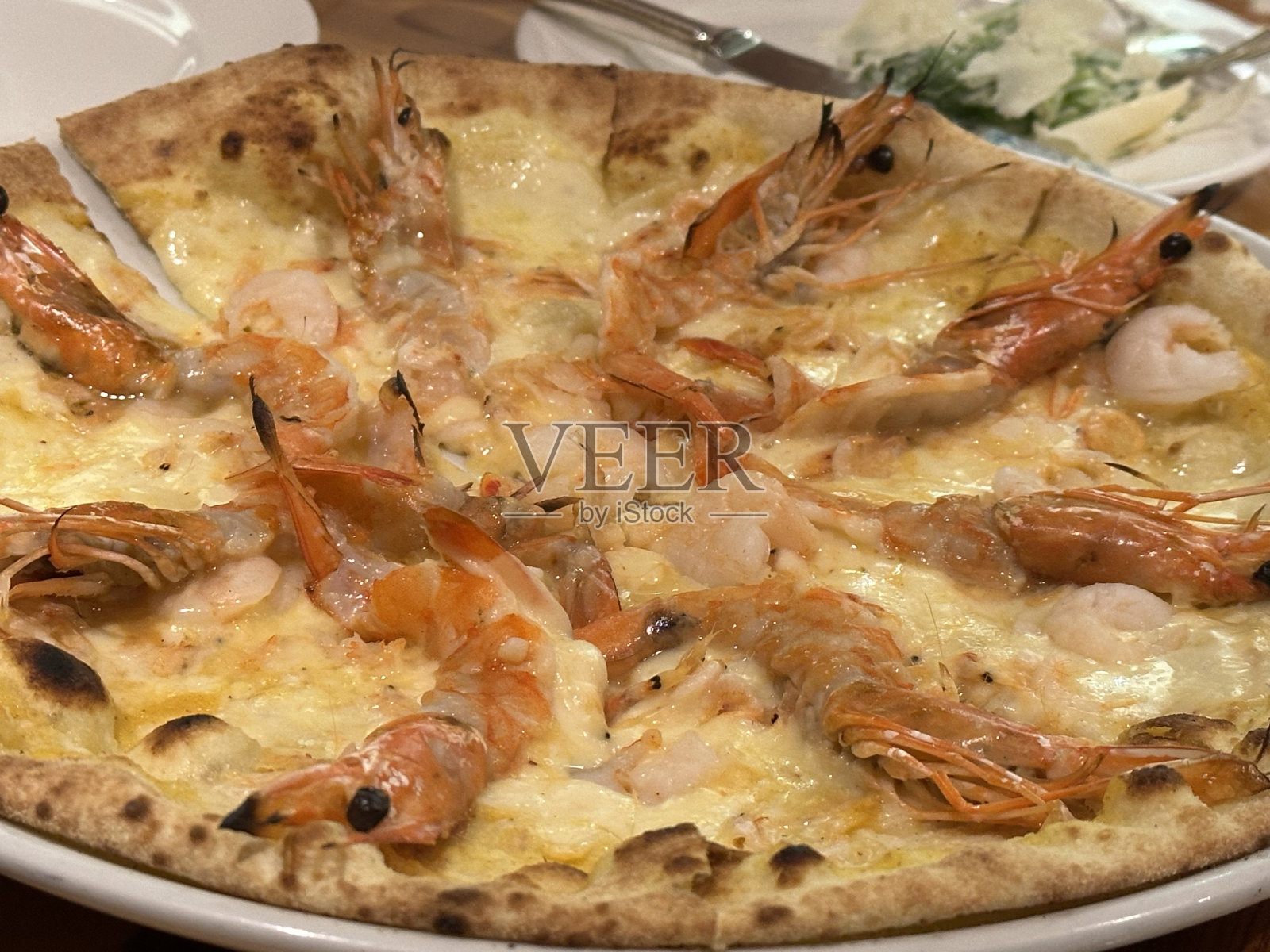 虾披萨照片摄影图片
