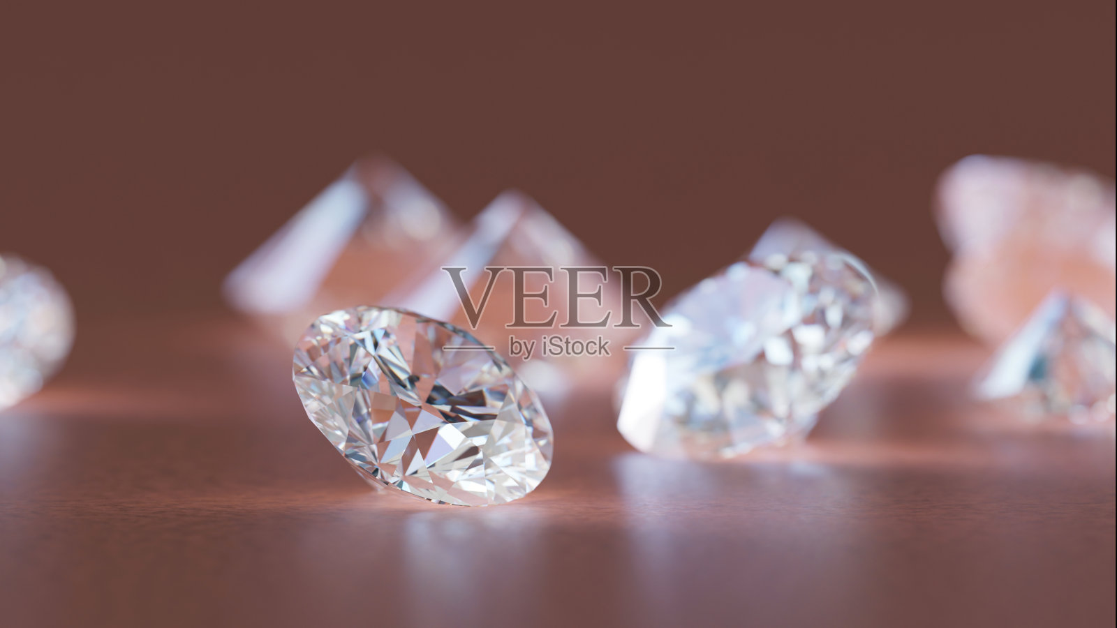 工作室背景上各种大小的钻石。3 d渲染。照片摄影图片