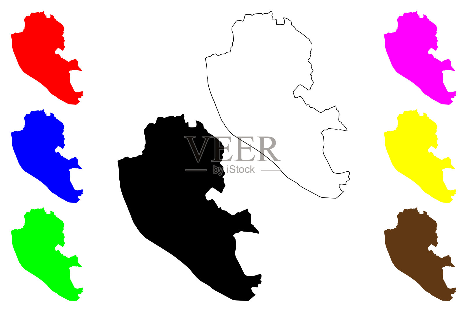 利物浦市和大都会区(大不列颠及北爱尔兰联合王国，大都会和礼仪郡默西塞德郡，英格兰)地图矢量插图，潦草素描地图插画图片素材
