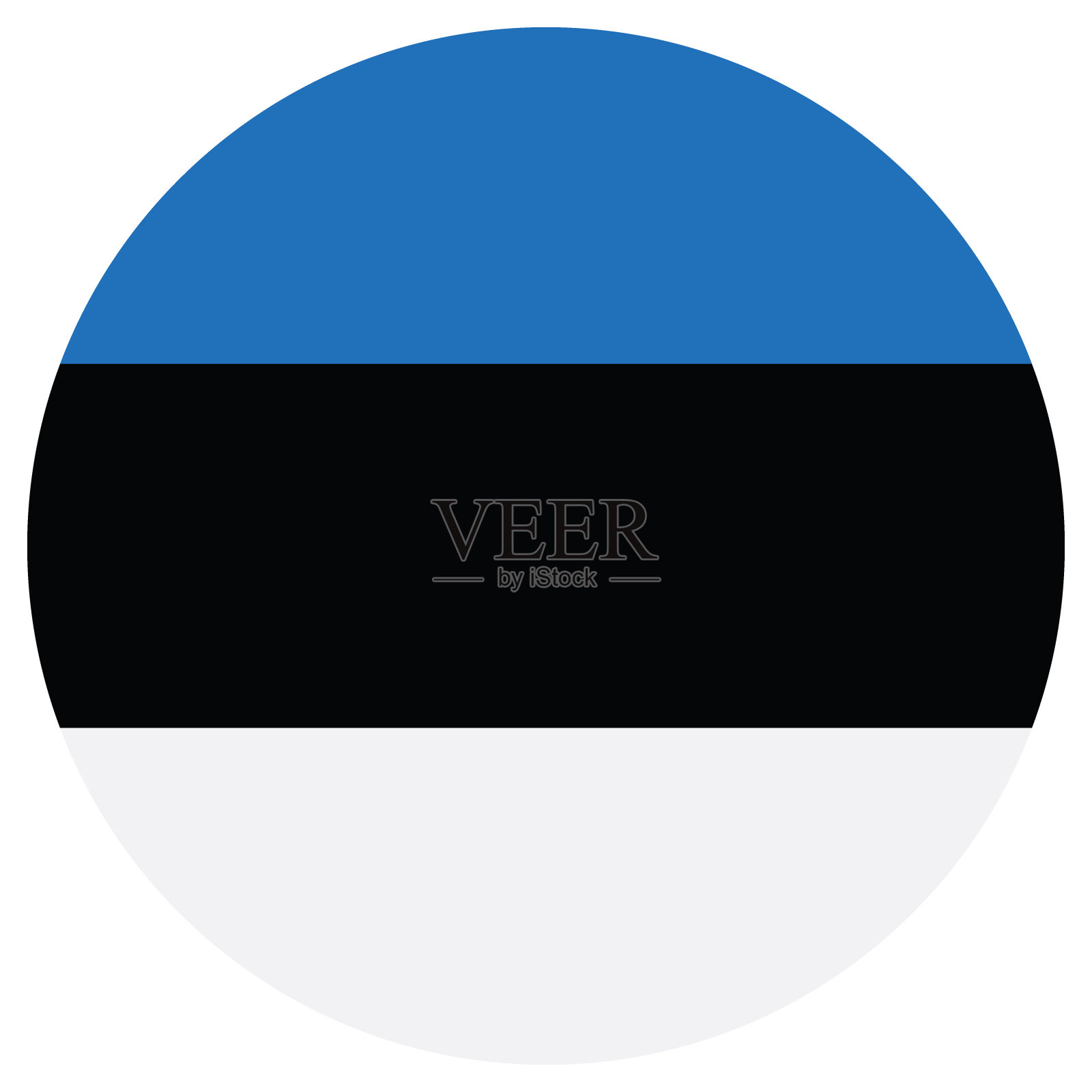 爱沙尼亚国旗按钮图标，标准颜色圆形旗帜，电脑数字矢量插画插画图片素材