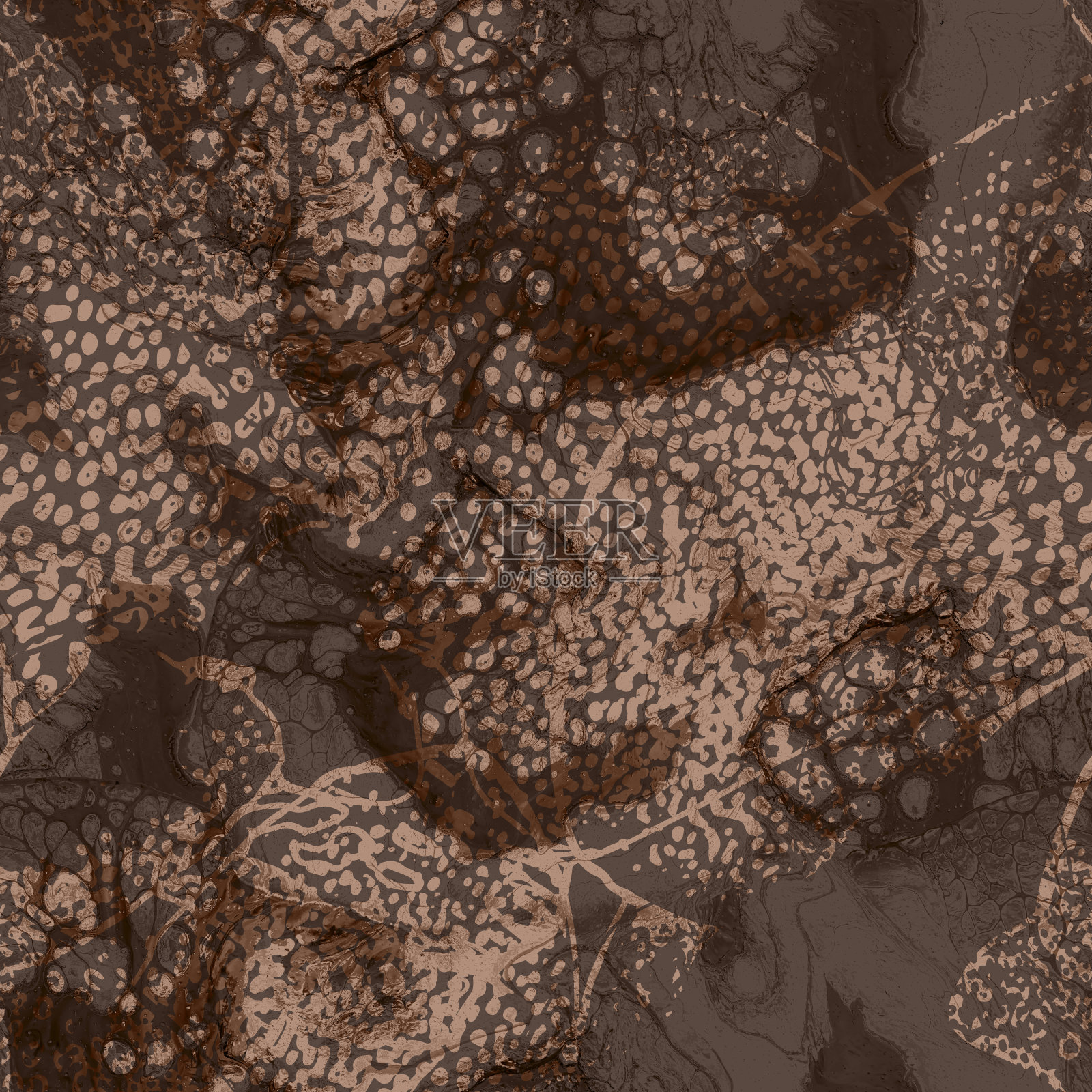 抽象的棕色无缝图案亚克力浇注花岗岩效果。插画图片素材