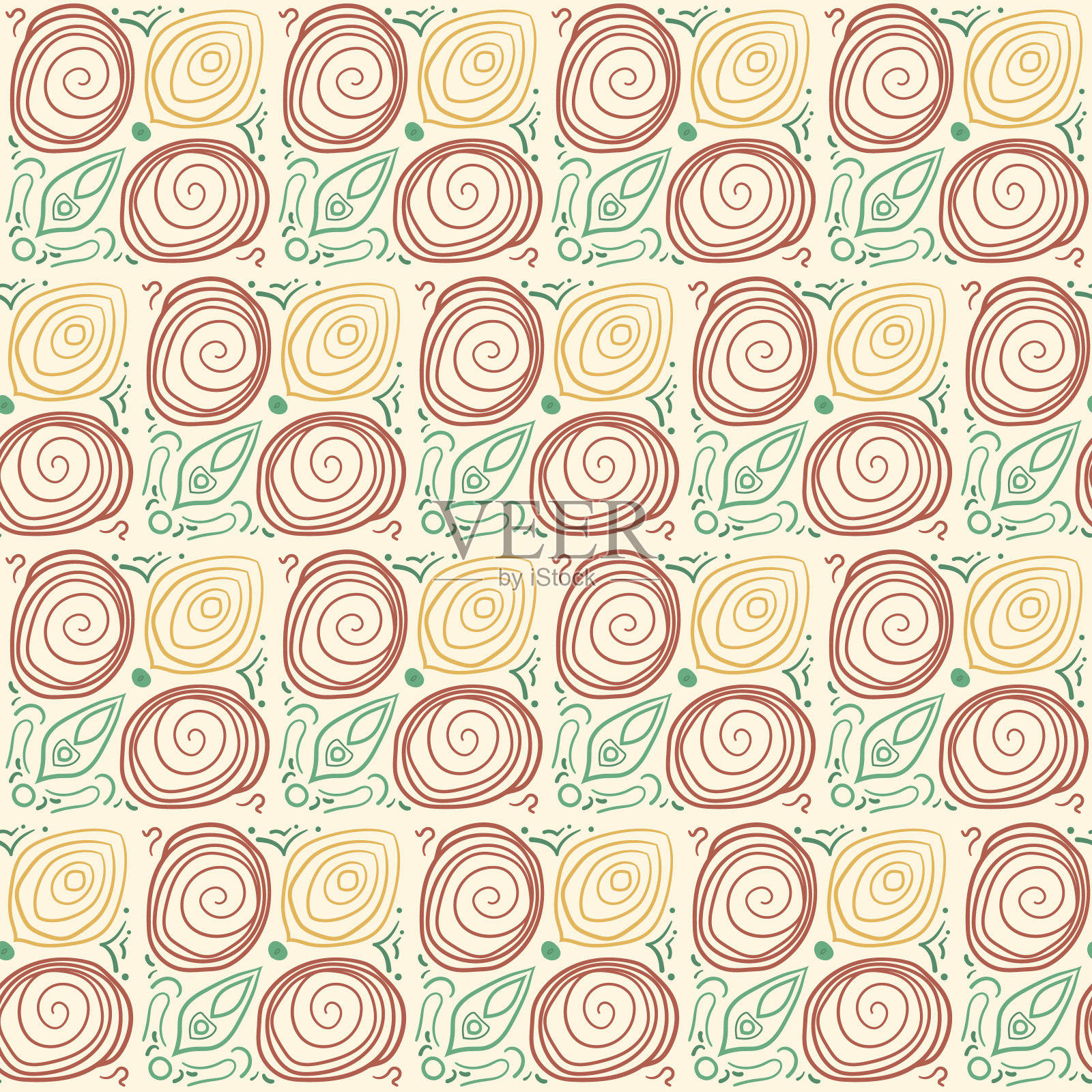 抽象复古无缝图案。复古装饰层出不穷的背景。矢量平面插图插画图片素材