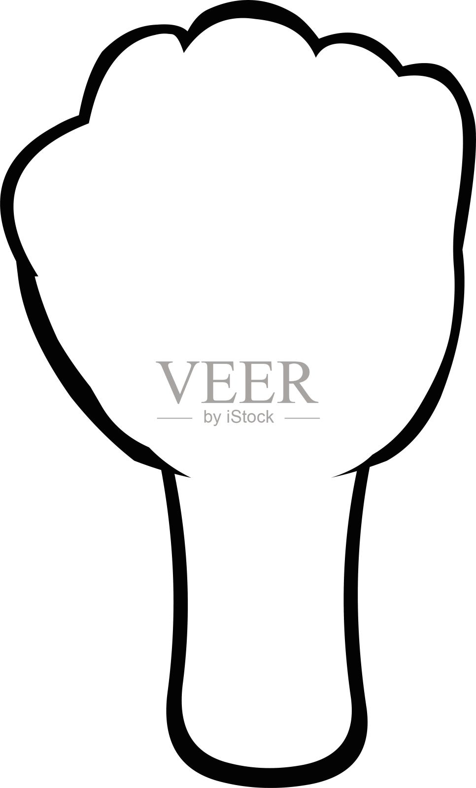 矢量绘制插图黑白图标手卡通近指插画图片素材