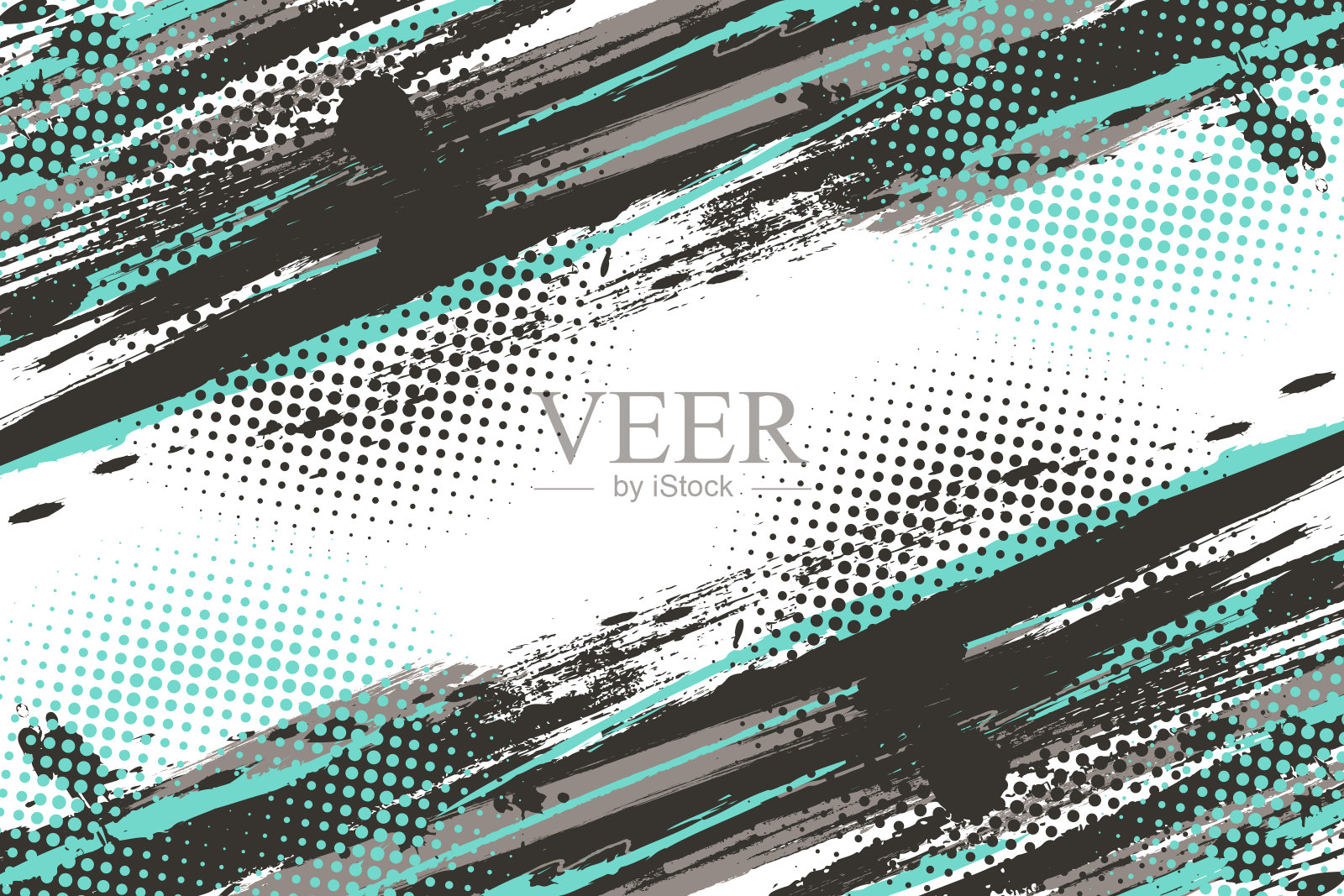 抽象刷背景与蓝色和灰色的颜色和半色调的效果。垃圾运动背景与波普艺术风格插画图片素材