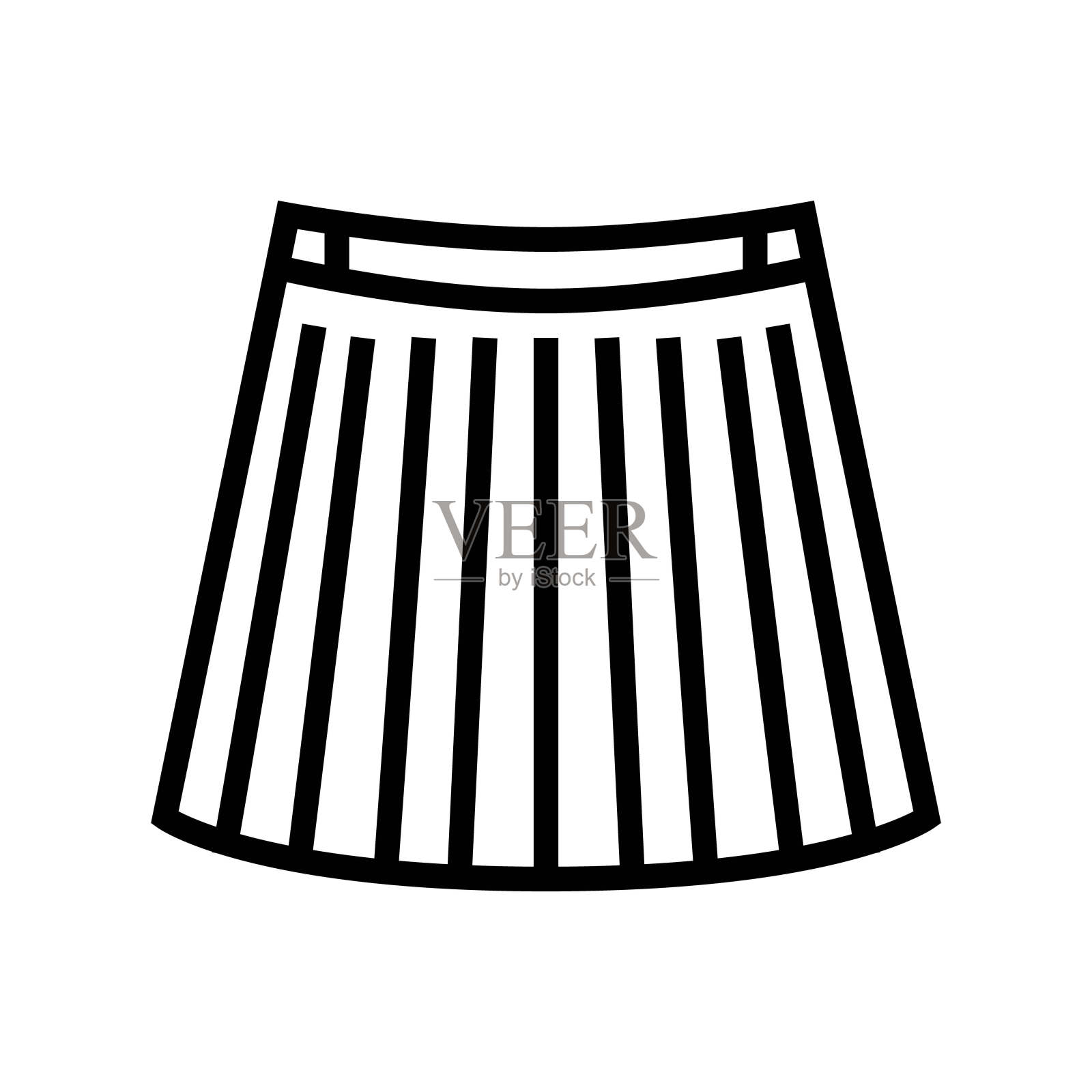 格子裙复古时尚线图标矢量插图插画图片素材