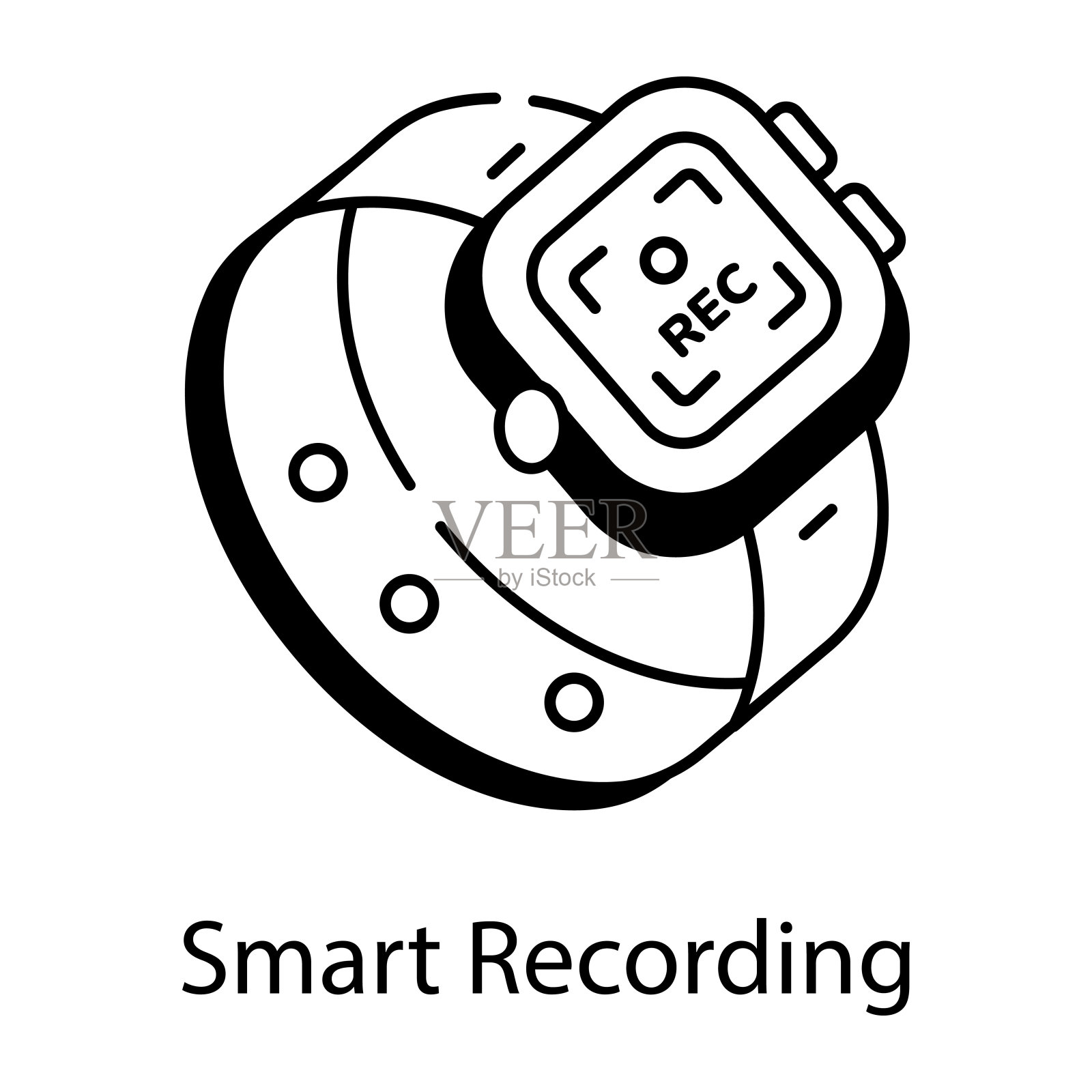 描述智能手表功能的线性图标插画图片素材