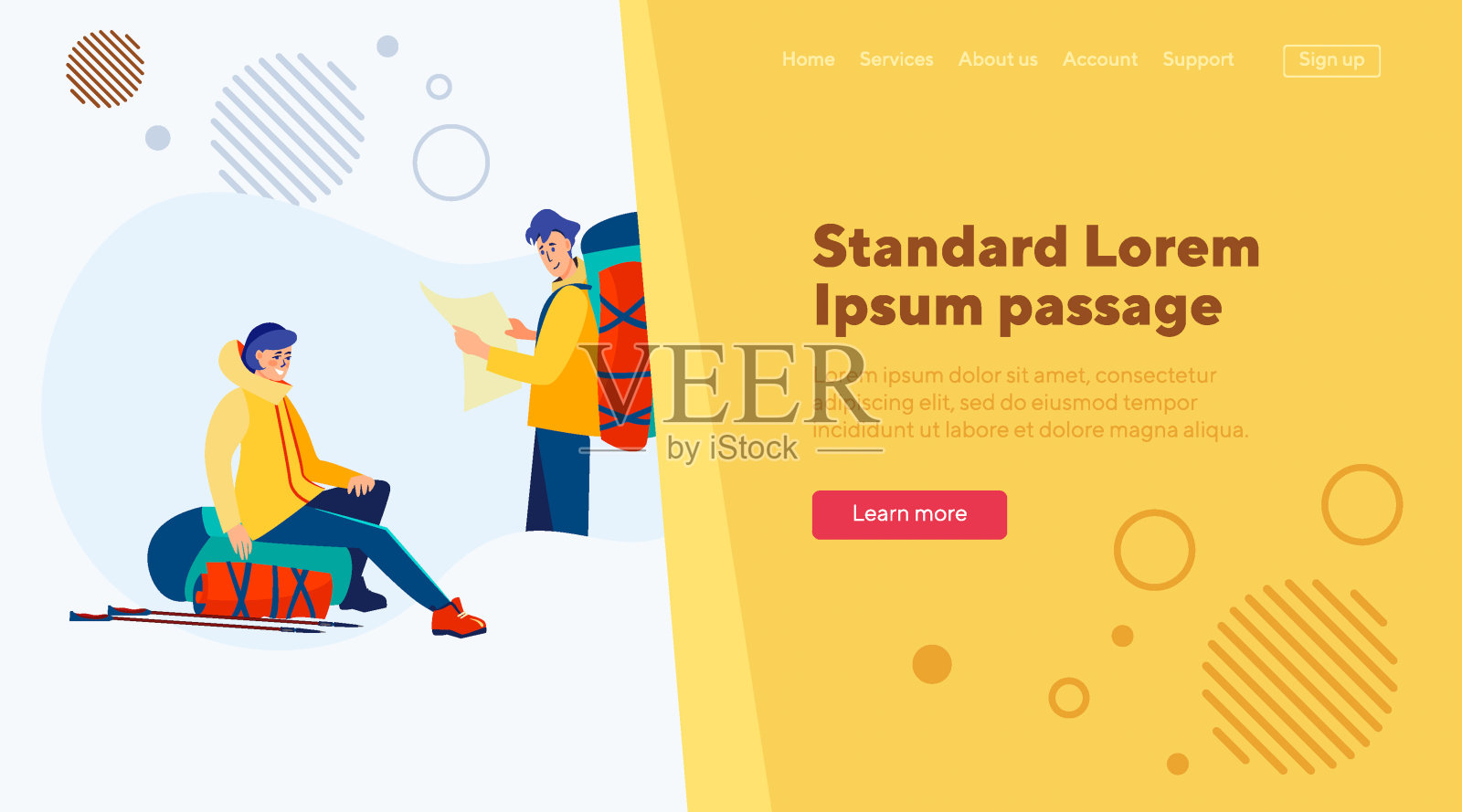 户外游客学习地图插画图片素材