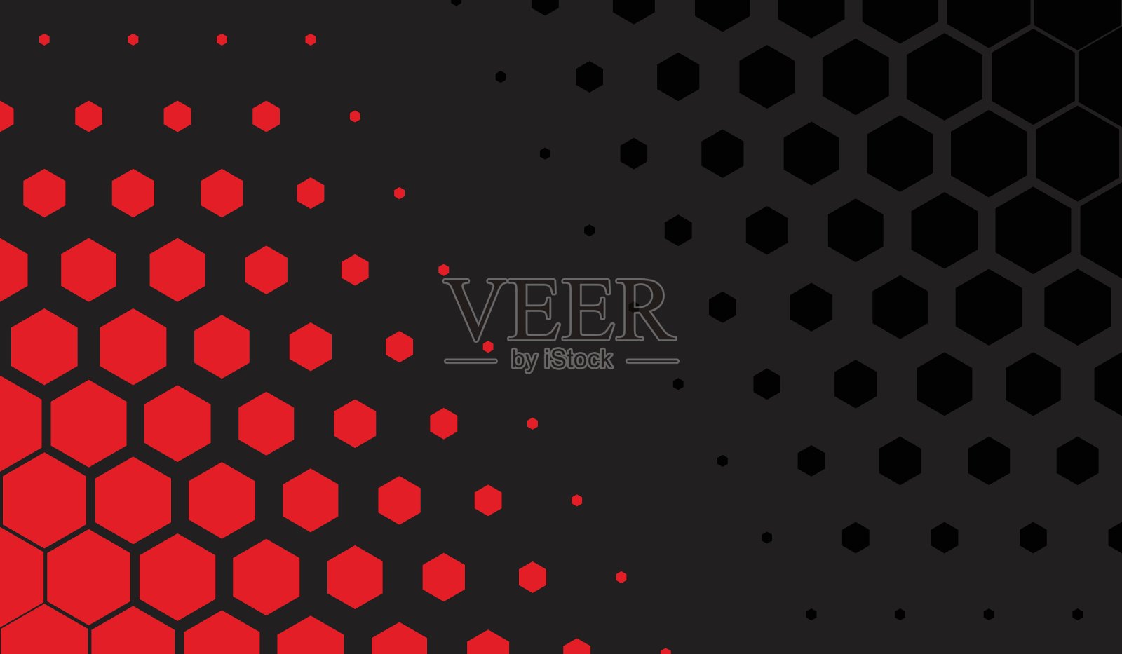 抽象的背景与红色和黑色六边形，极简运动的背景设计。插画图片素材