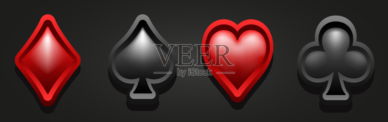 卡牌花色符号3D矢量图插画图片素材