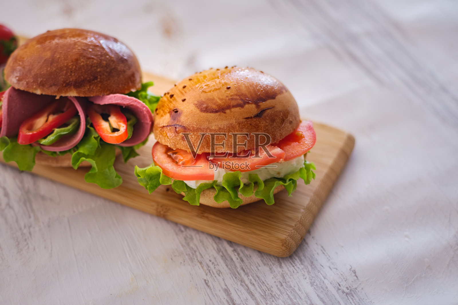 一张开胃三明治的照片。有选择性的重点。照片摄影图片