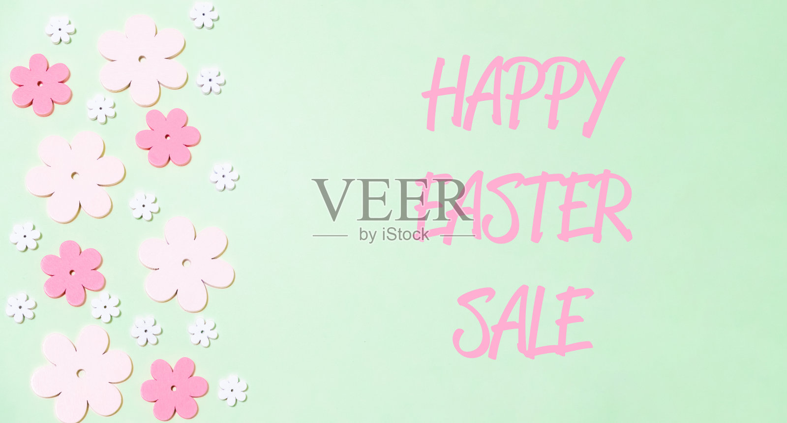 带有粉色和白色花朵的绿色背景照片摄影图片