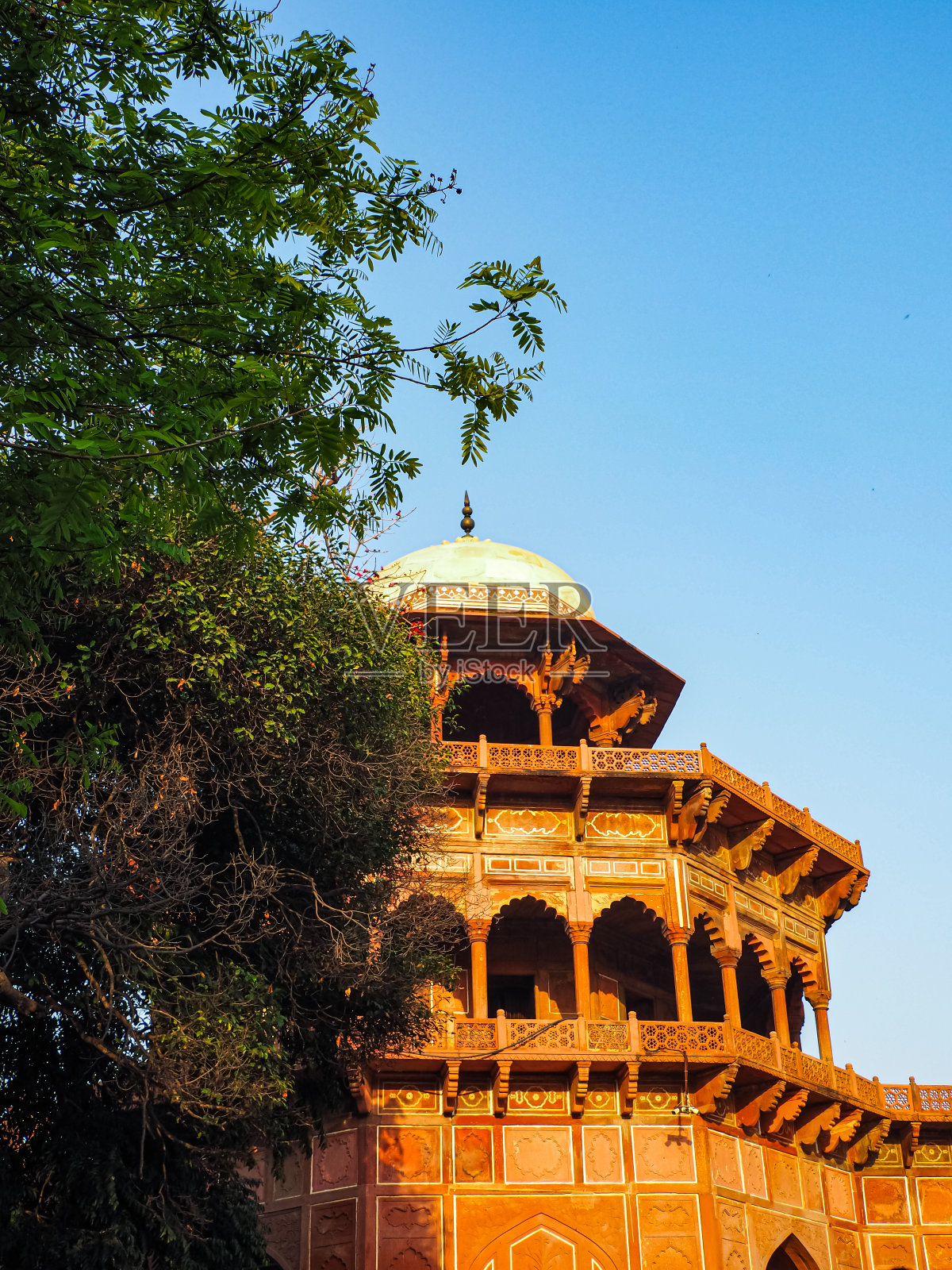 泰姬陵的清真寺塔照片摄影图片