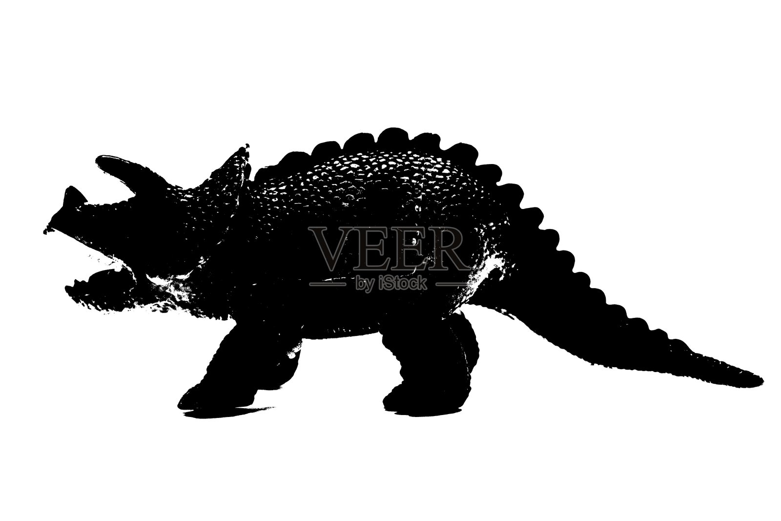 黑色恐龙剪影孤立在白色背景，恐龙玩具模型照片摄影图片