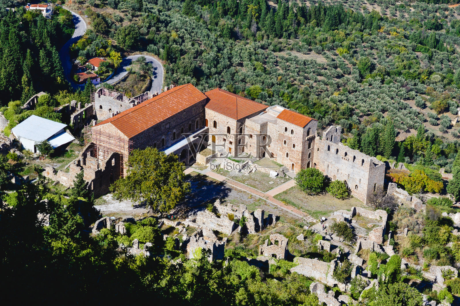 Mystras (Taigetos)位于希腊。照片摄影图片