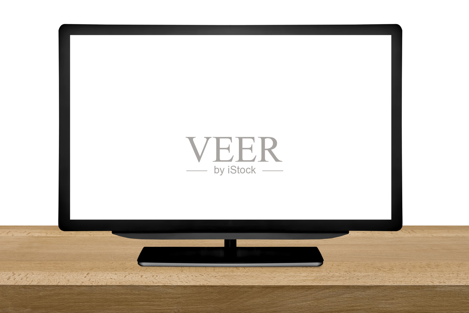 一台电视被隔离在桌子上照片摄影图片