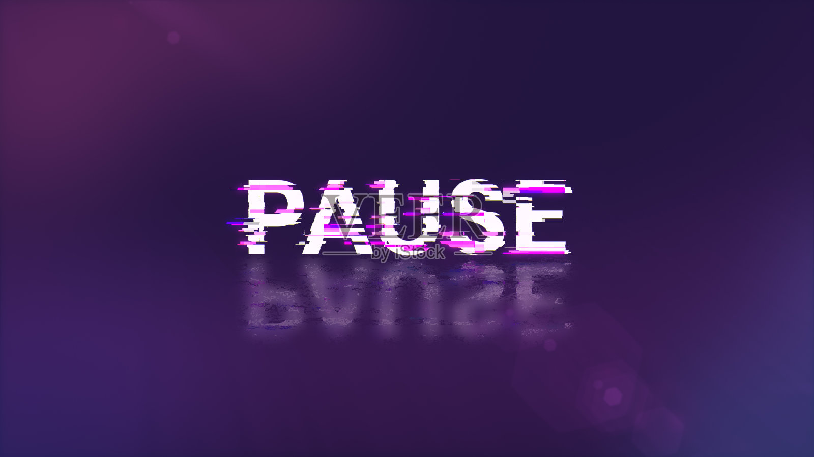 带有技术故障屏幕效果的暂停文本照片摄影图片