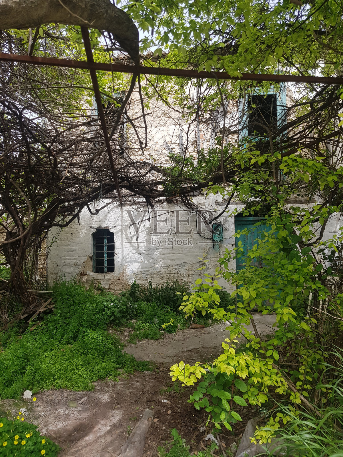 希腊的废弃房屋照片摄影图片