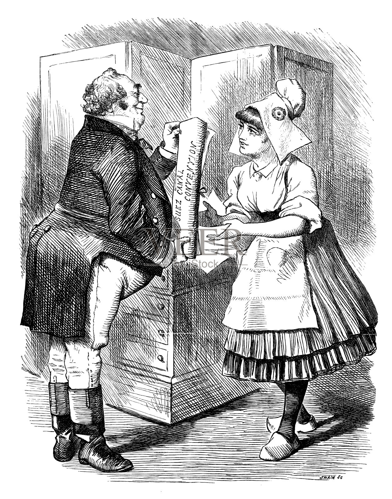 英国讽刺漫画插画图片素材