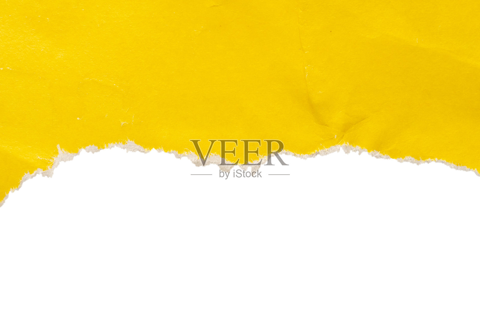 黄色的破纸撕裂的边缘条孤立在白色的背景照片摄影图片