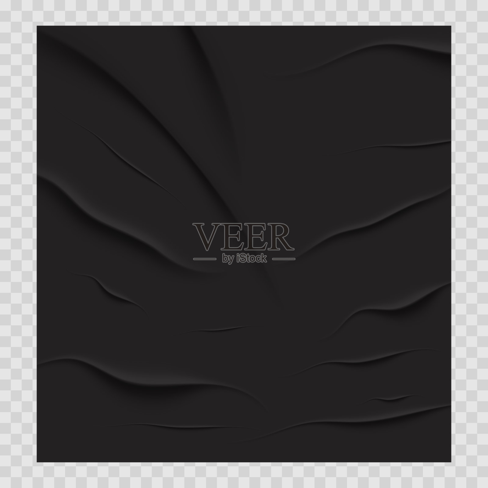 黑纸粘在一起，皱巴巴的或湿的有皱纹，空白的纸张在背景上孤立的垃圾贴纸。广告海报。矢量图插画图片素材