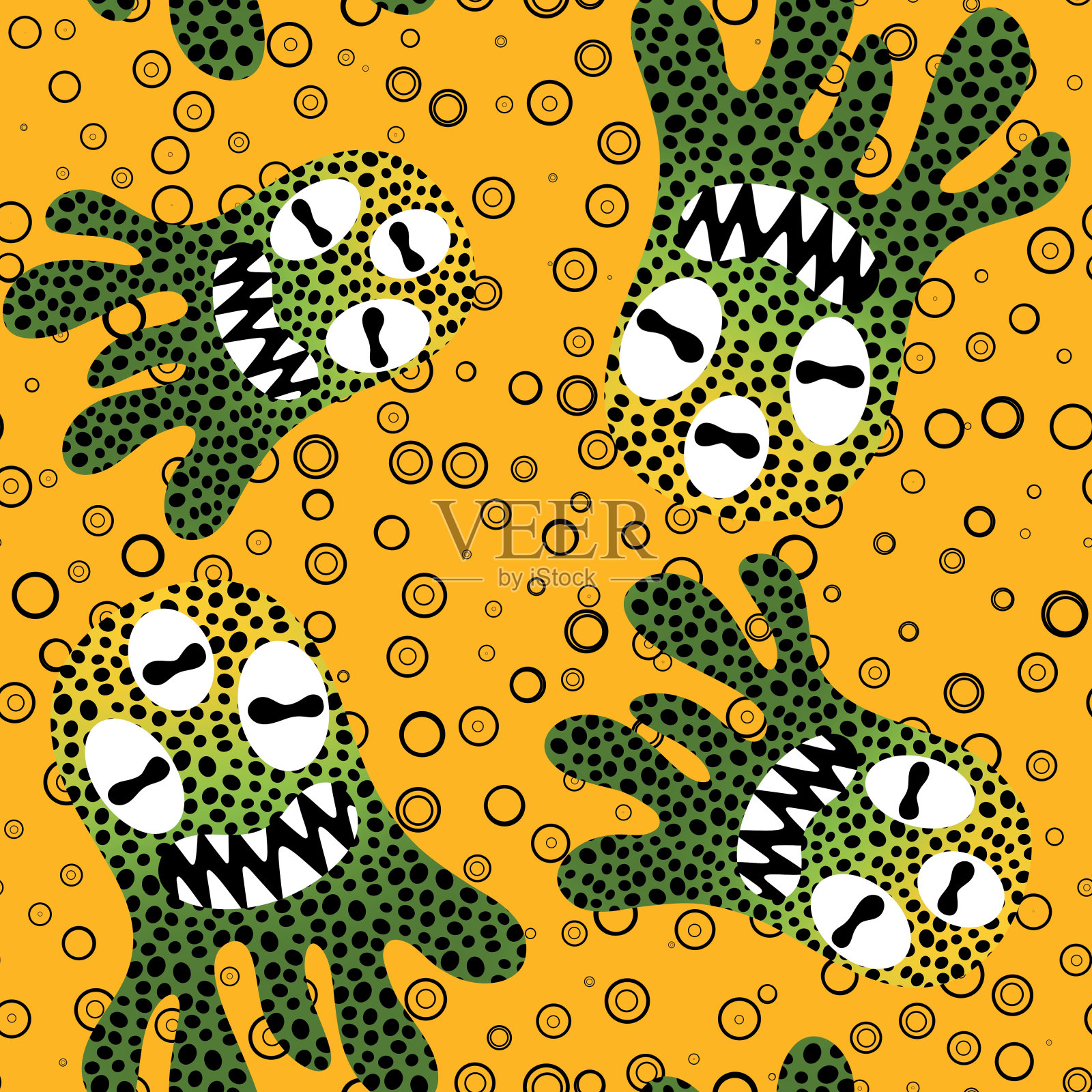 儿童无缝怪物图案的织物和纺织品插画图片素材