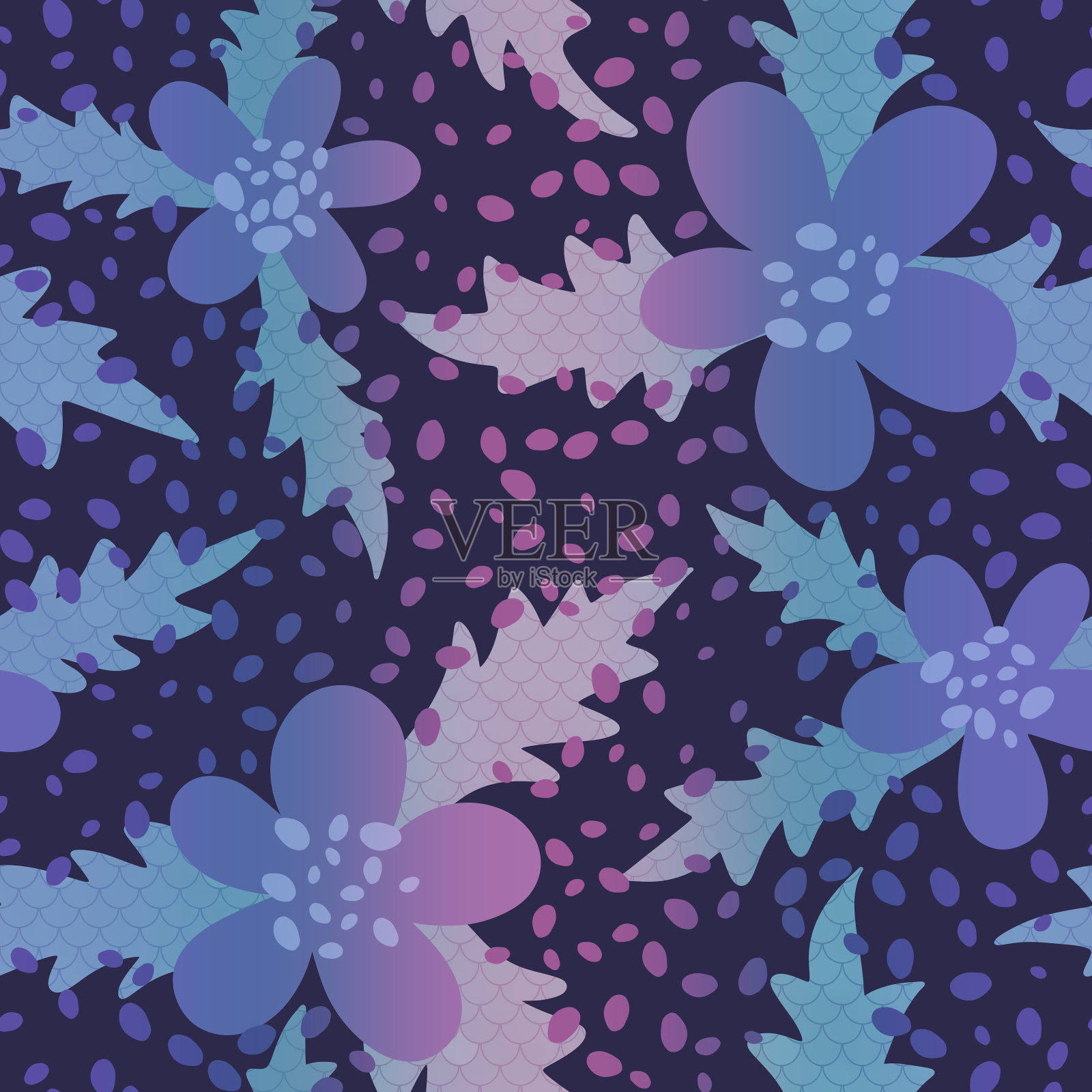 用于织物和纺织品的无缝花卉图案插画图片素材