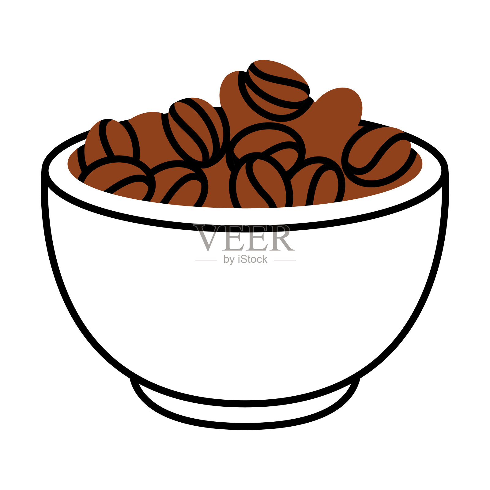 烤咖啡豆在碗芳香饮料矢量插图插画图片素材
