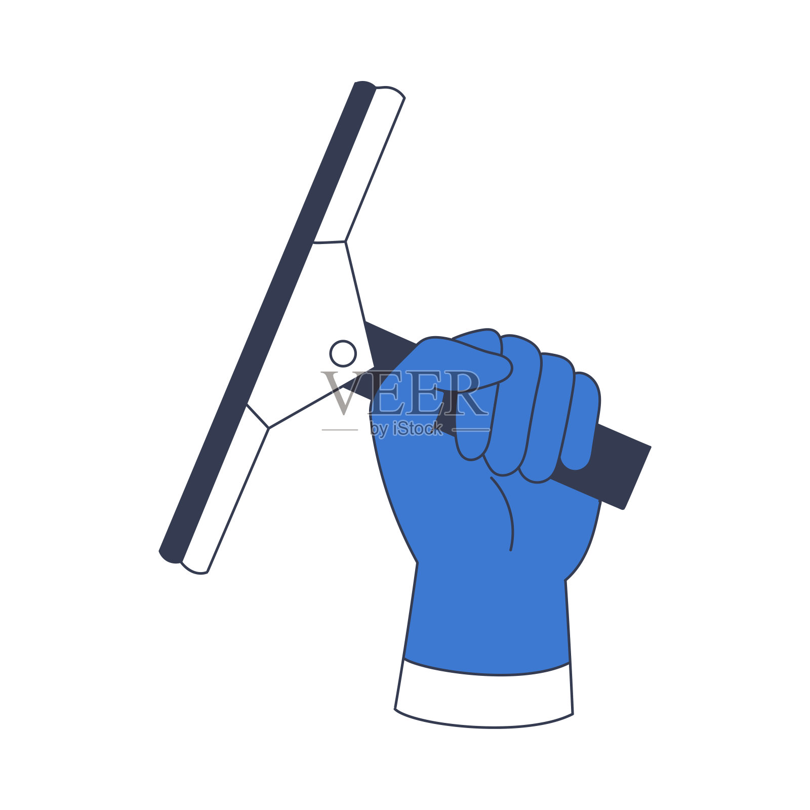 清洁服务与手持刮板清理矢量插图插画图片素材