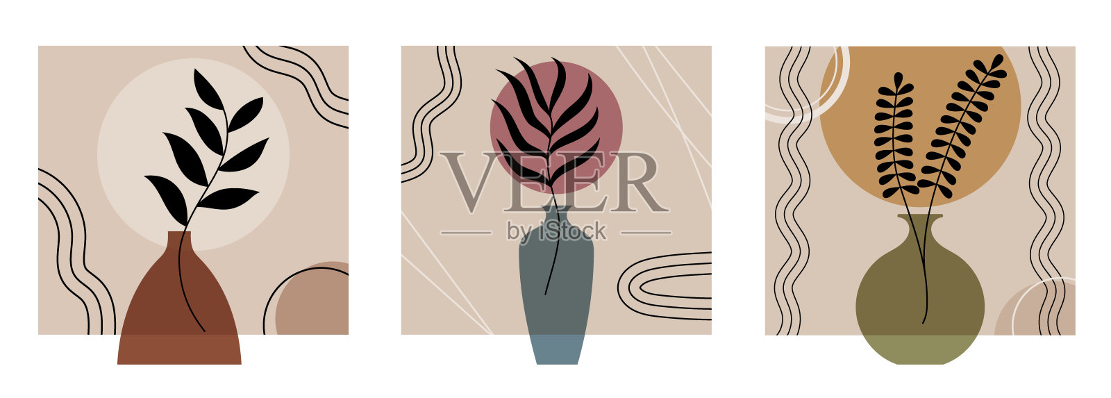 波西米亚极小植物插画图片素材