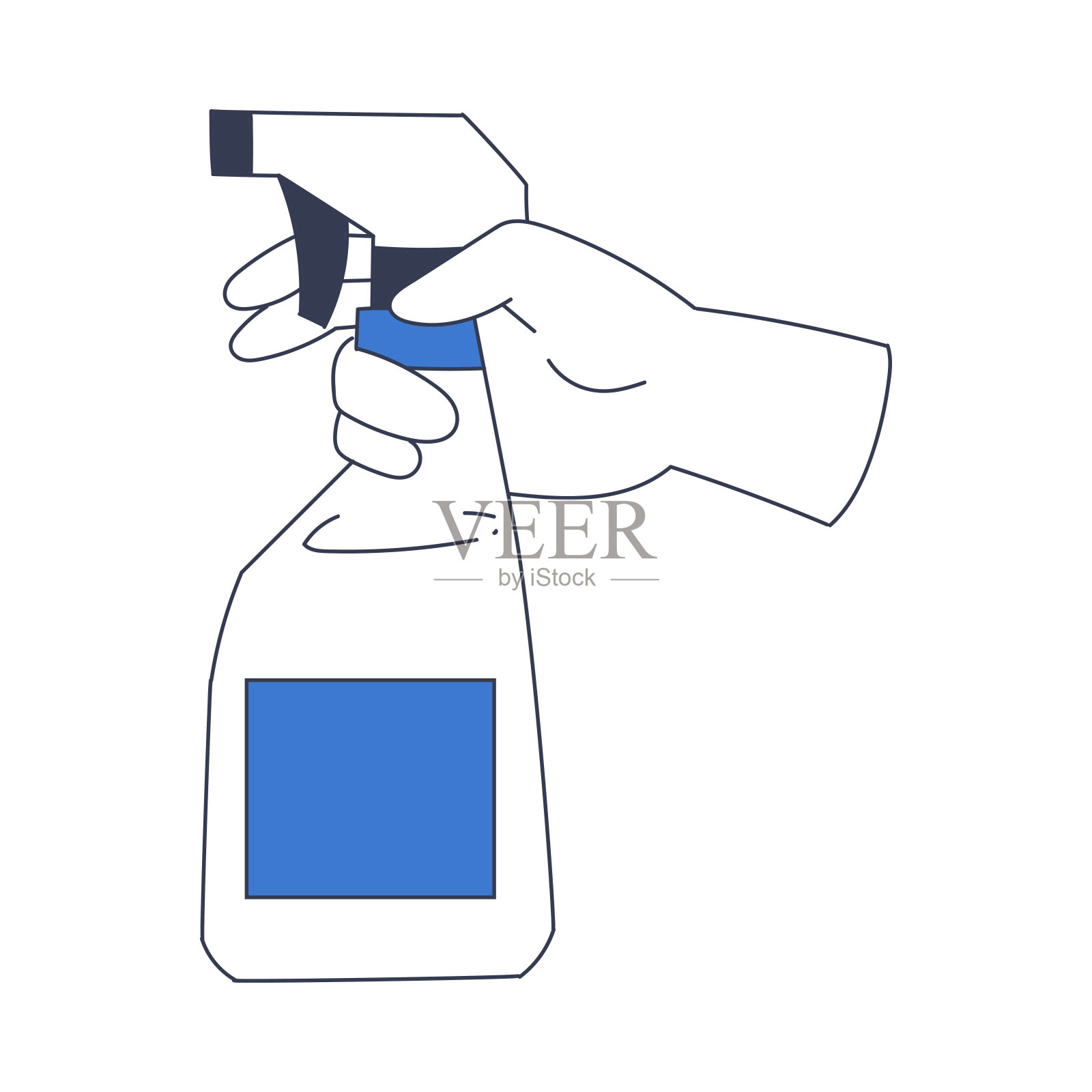 清洁服务与手持喷雾瓶清理矢量插图插画图片素材
