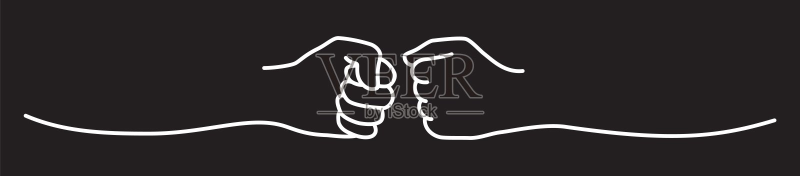 拳头碰撞横幅用单线手绘插画图片素材