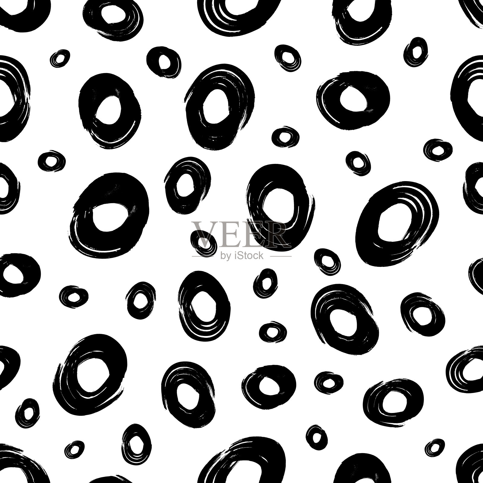 无缝图案与素描圆圈形状插画图片素材