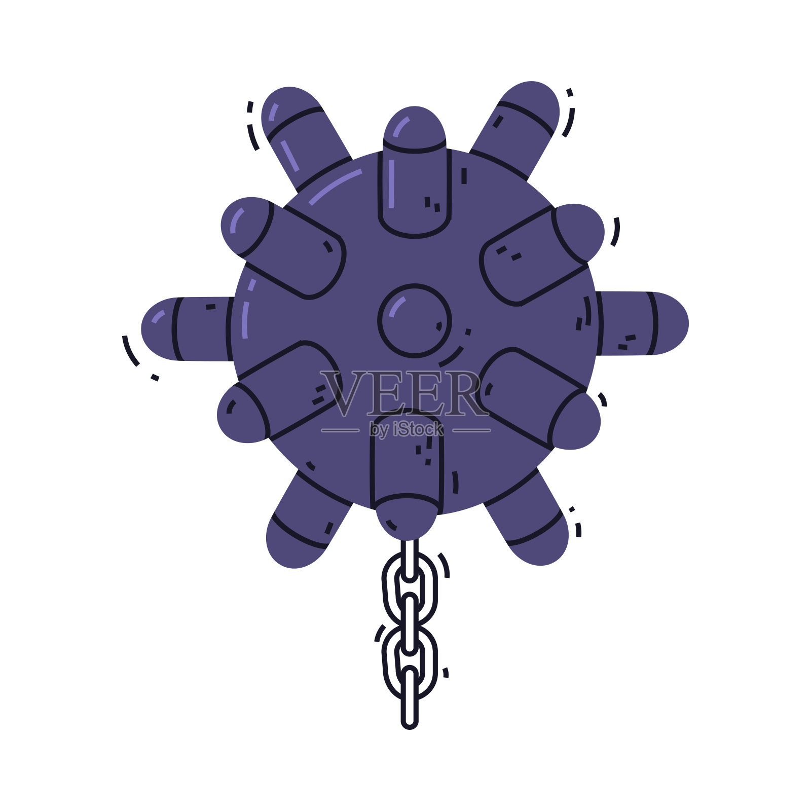 水下地雷作为爆炸元素和炸弹矢量插图插画图片素材