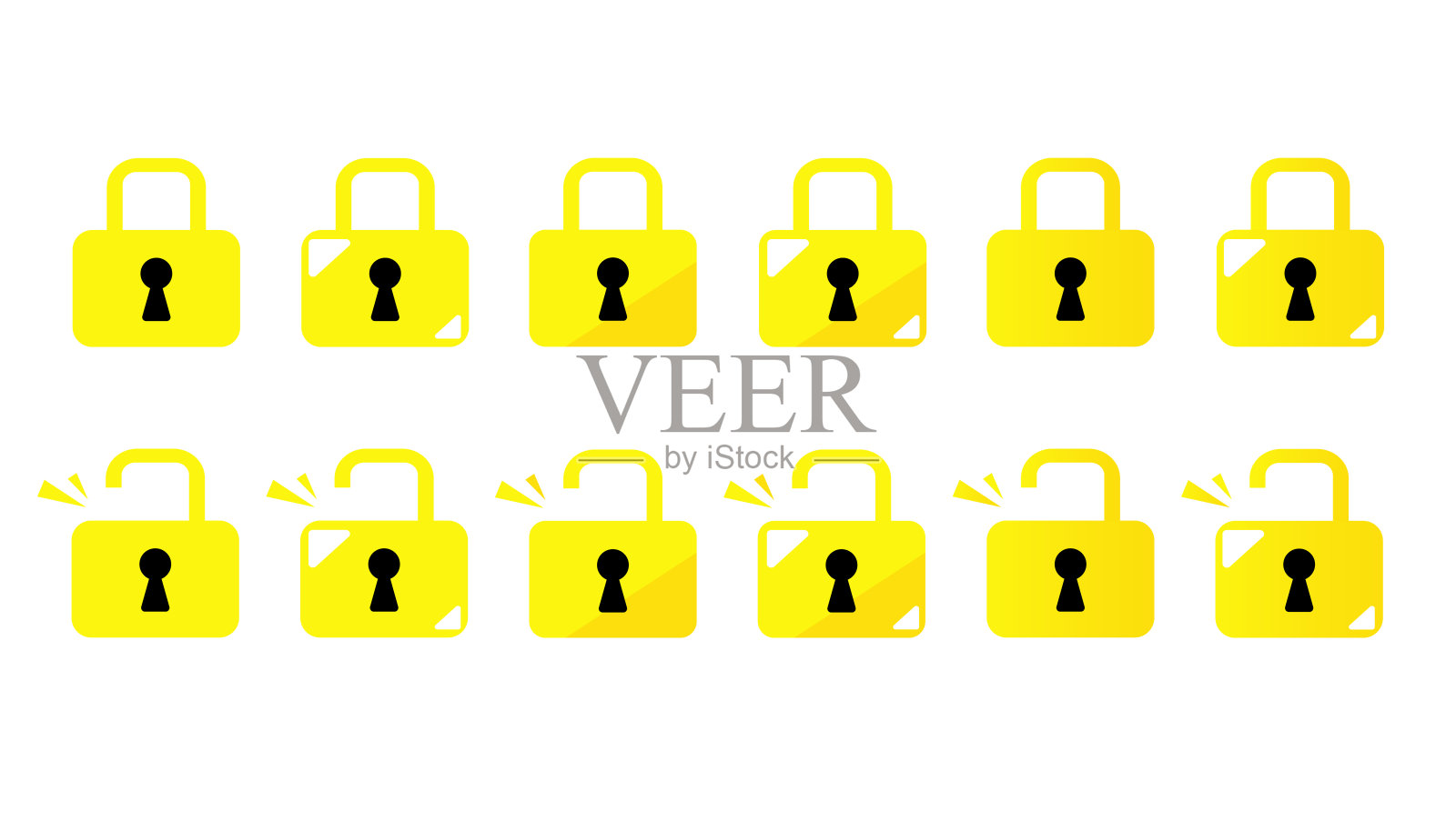 锁定和解锁挂锁图标集插画图片素材