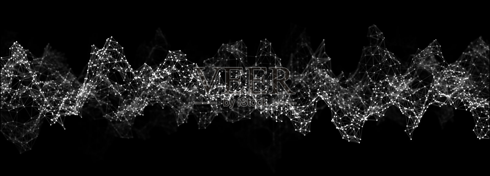 网络或连接。抽象的数字背景的点和线。发光的丛。大数据。抽象技术科学背景。三维渲染照片摄影图片