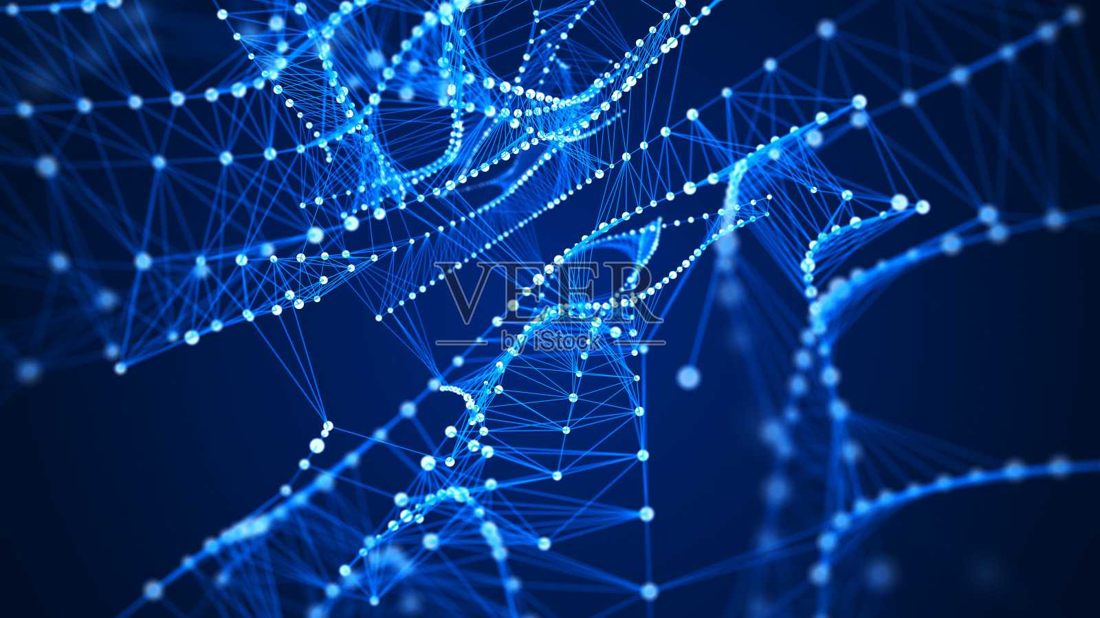 网络或连接。抽象的数字背景的点和线。发光的丛。大数据。抽象技术科学背景。三维渲染照片摄影图片