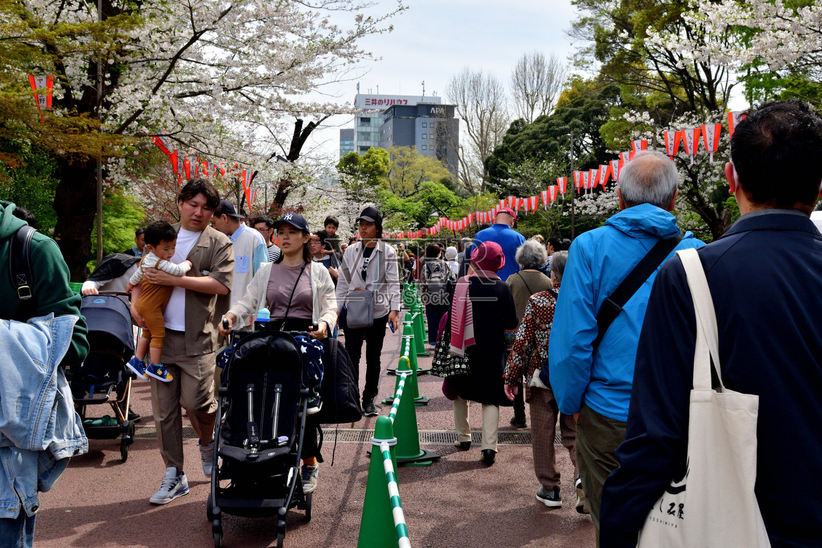 在东京上野公园赏樱的人群照片摄影图片