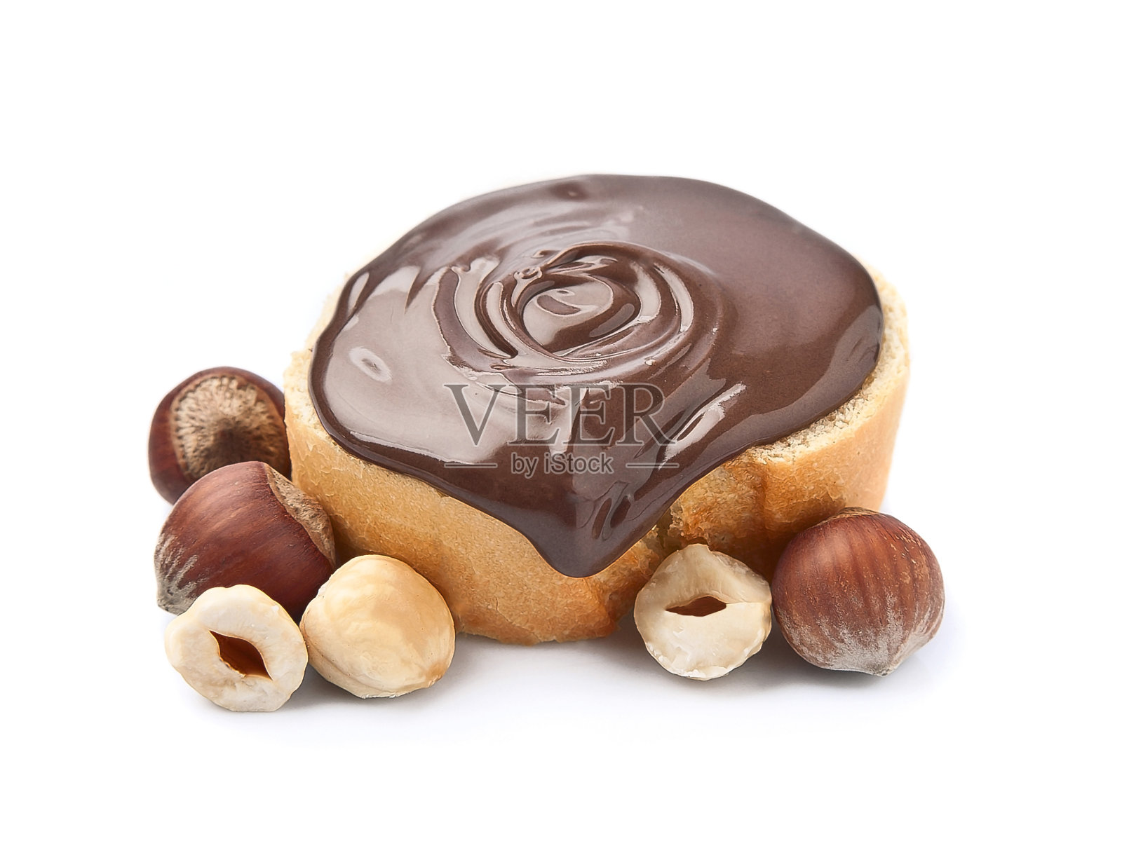 涂有巧克力和榛子酱的三明治照片摄影图片