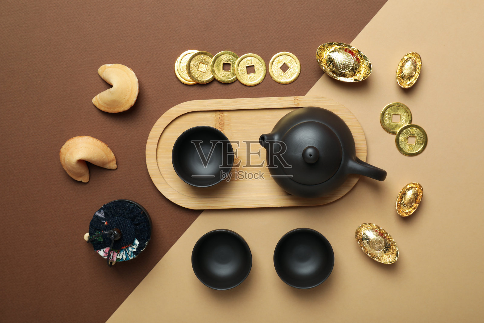 茶的概念，亚洲茶，俯视图照片摄影图片