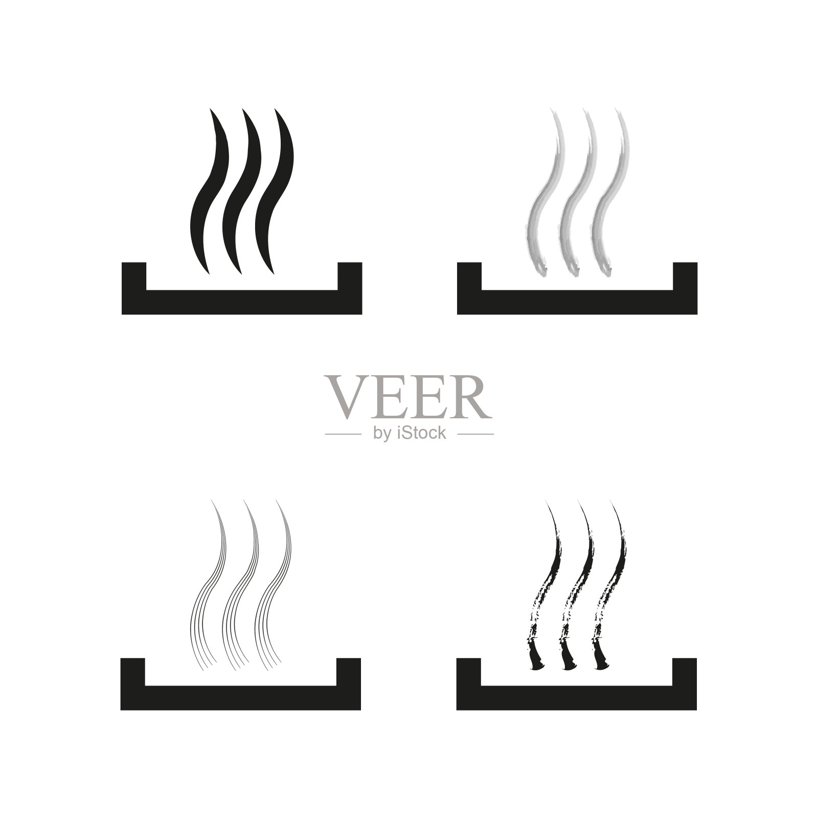 暖空气图标集。上升的蒸汽符号。矢量插图。每股收益10。插画图片素材