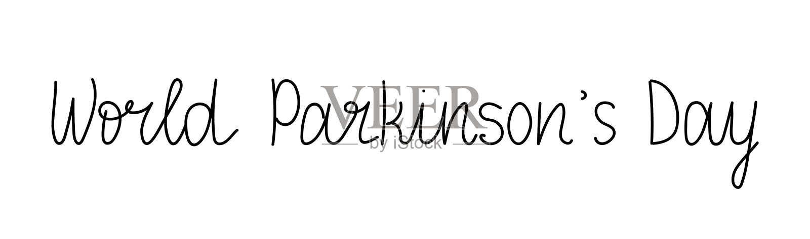世界帕金森日字体横幅手写。手绘文本矢量艺术插画图片素材
