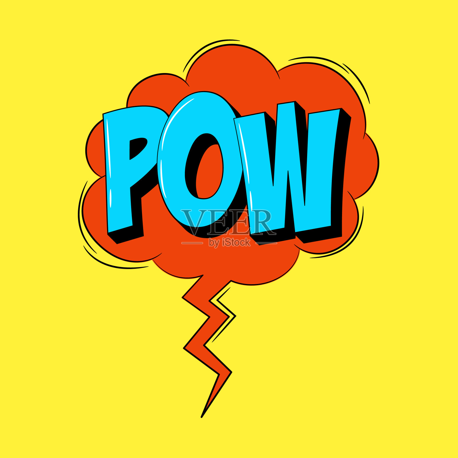 Pow演讲泡沫在时尚的复古风格。拟声的表达式插画图片素材