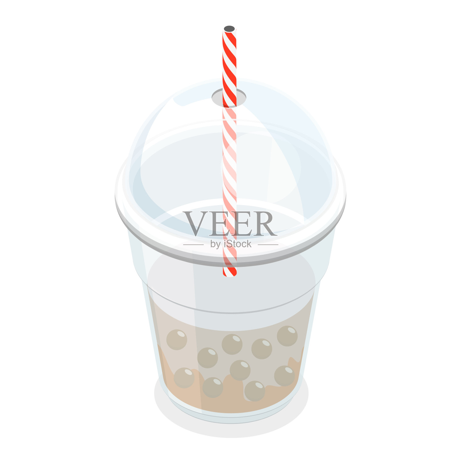 泡沫茶的三维等距平面矢量集。第二项插画图片素材