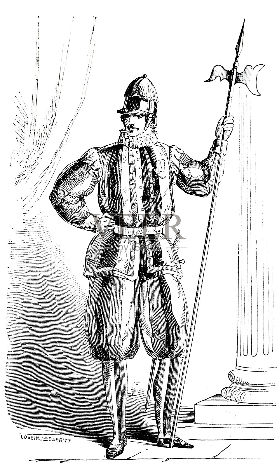 瑞士士兵，站着，正面插画图片素材