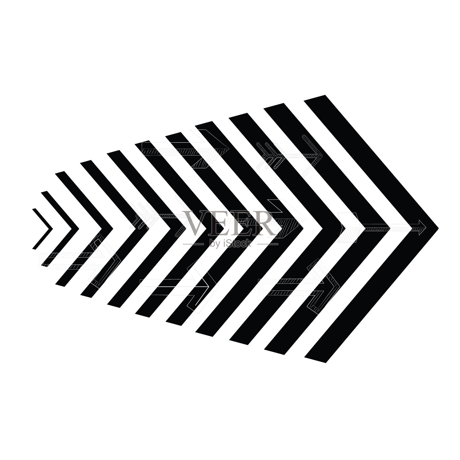 动态箭头与弯角表示快速，速度和快速移动的对象插画图片素材